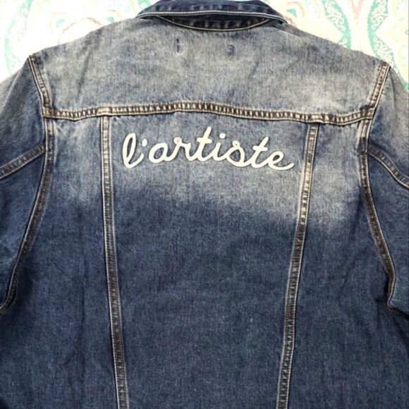 Free People x Sandrine Rose Denim Jacket Not Yours L'artiste NWT - Picture 10 of 10